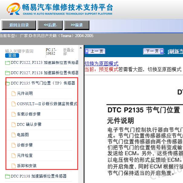 2004年日产天籁P2135故障码资料
