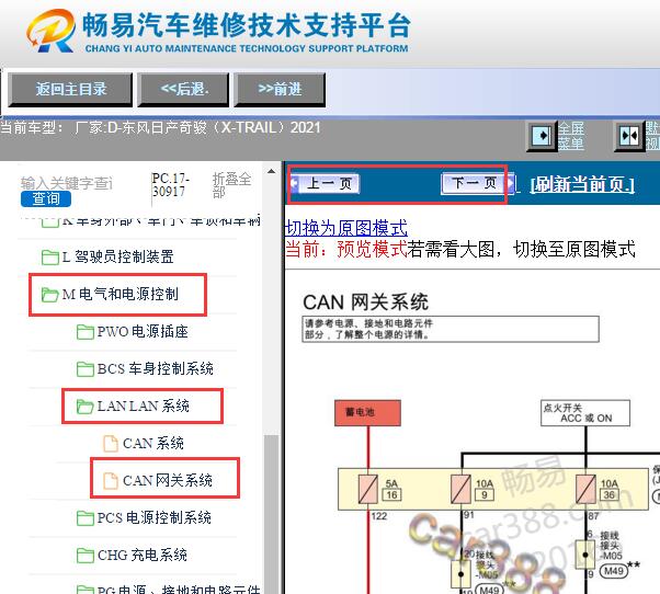 2021年东风日产奇骏网关电路图