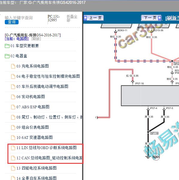 2016-2017年广汽乘用车-传祺GS4 通讯电路图