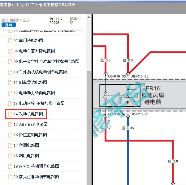 2015年广汽乘用车-传祺GS4 风扇电路图