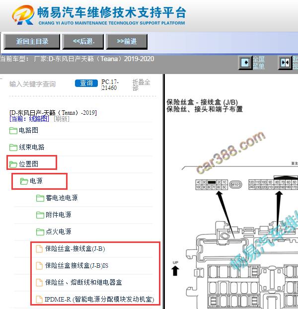 2019-20020年日产天籁保险丝继电器资料