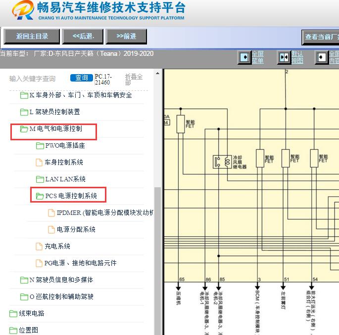 2019-2020年日产天籁保险丝继电器电路图资料