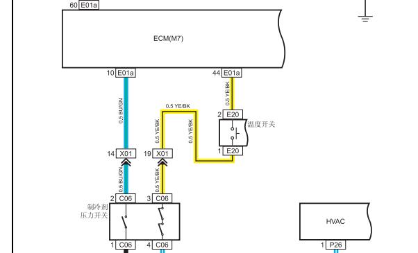 长安汽车M7电脑和空调压力开关电路图资料