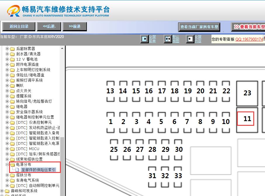2020年本田XRV机舱保险盒B11保险丝位置