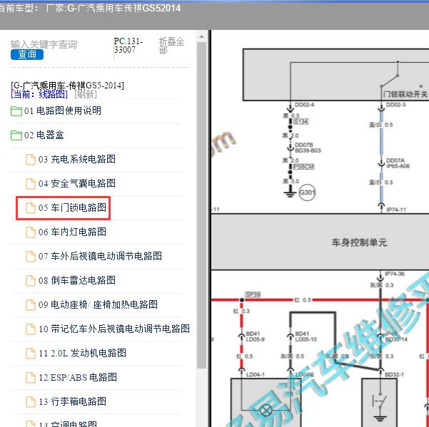2014年广汽乘用车-传祺GS5 车身电路图