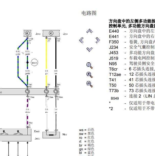 2014年大众迈特威多功能方向盘电路图.