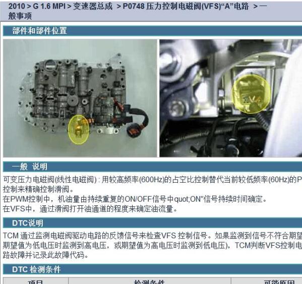 2010年现代伊兰特悦动P0748故障码维修手册
