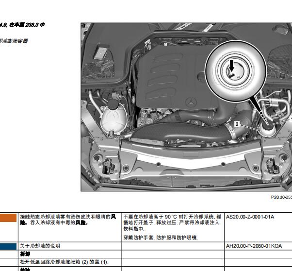 2020年奔驰C260L水温传感器2位置