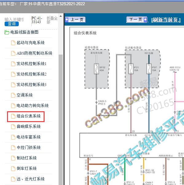 2021-2022年华晨汽车-鑫源T32S 仪表电路图