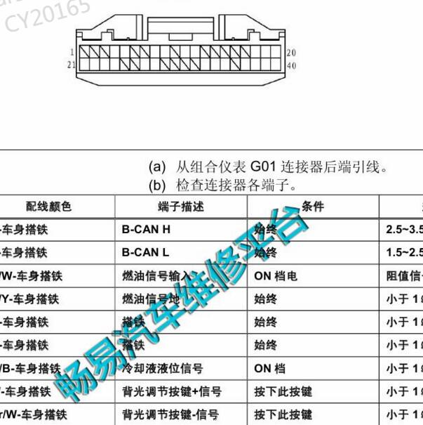 2017年比亚迪E5 仪表针脚定义
