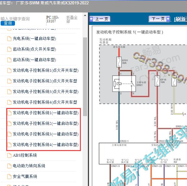 2019-2022年SWM 斯威汽车-斯威X3 发动机电路图