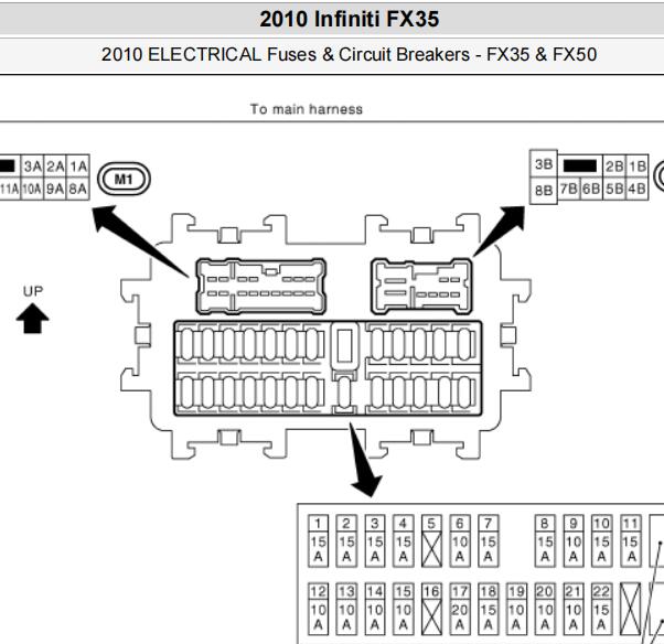 2010年英菲尼迪FX35保险继电器位置说明资料
