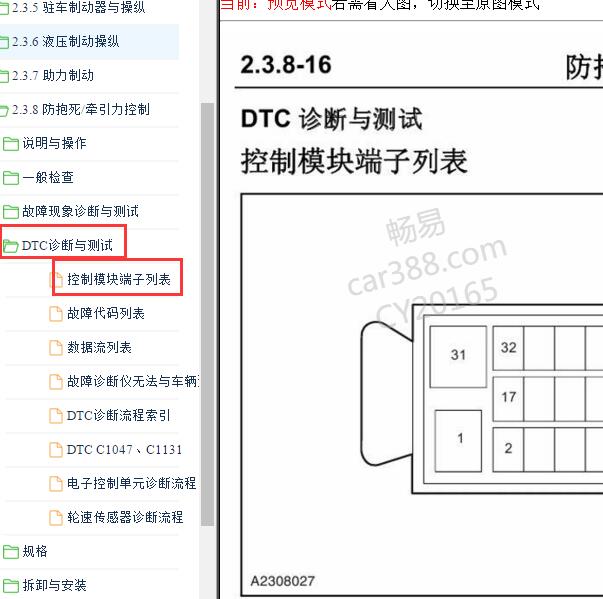 2011年长安CX30ABS针脚定义