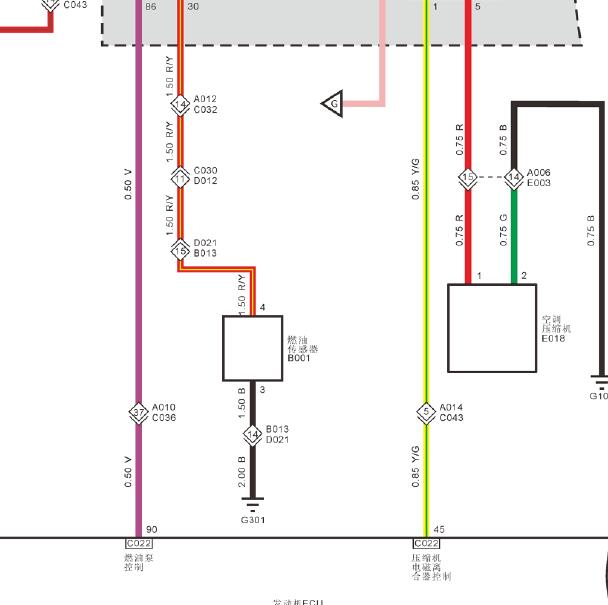 福田拓陆者4F20TC柴油发动机油位传感器电路图