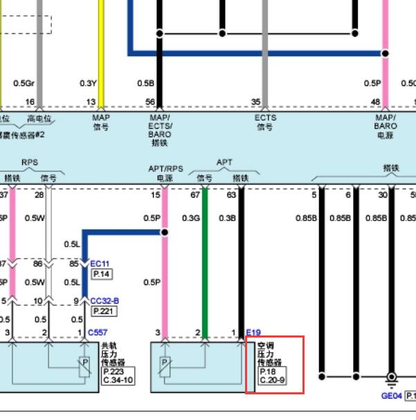 2013年现代胜达空调压力传感器位置