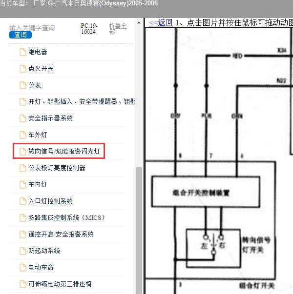 2005年广汽本田-奥德赛 转向灯电路图