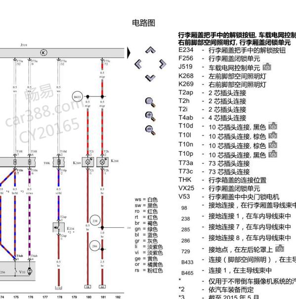 2015-2016年大众高尔夫尾门锁电路图