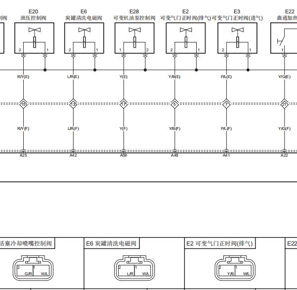 2024年奔腾B70发动机炭罐传感器电路图和针脚图