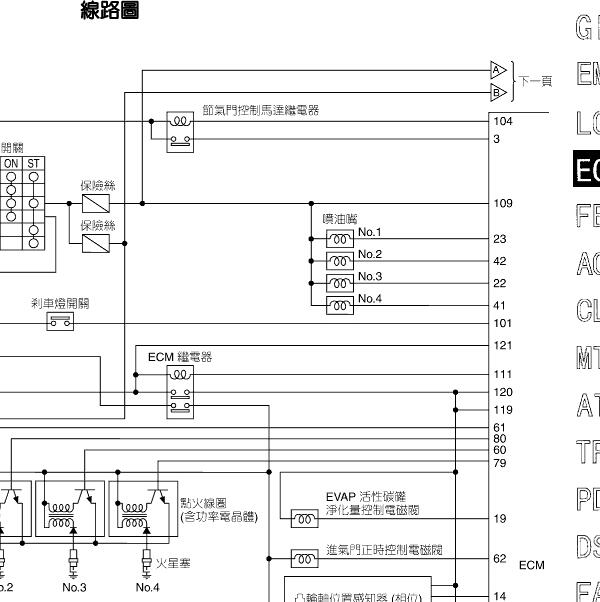 2009年日产轩御发动机电路图