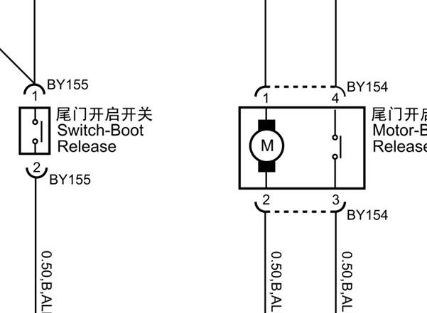 2015-2016年名爵GS锐腾尾门锁电路图