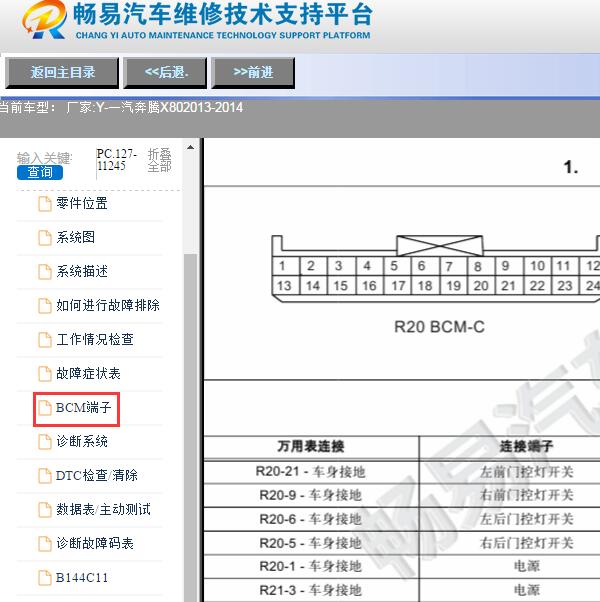 2014年奔腾X80车身针脚定义