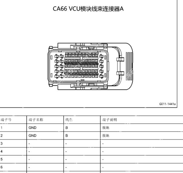 2019年吉利几何A 整车控制器VCU针脚资料