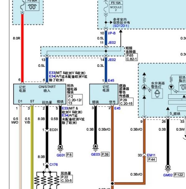 2014年起亚索兰托柴油发动机预热电路图