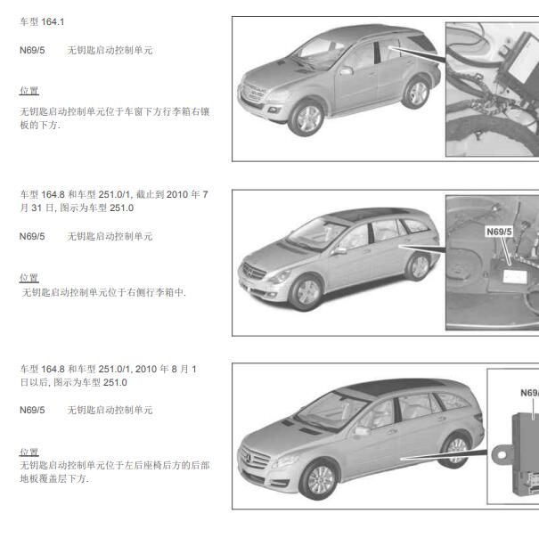 2008年奔驰GL350 无钥匙启动模块位置