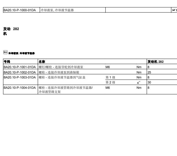 2019年奔驰A200节温器扭矩资料