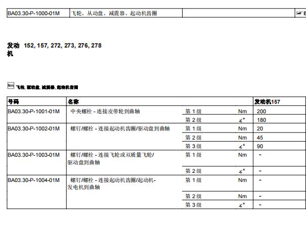 2011年奔驰S350飞轮螺栓扭矩资料