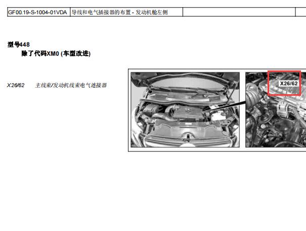 2017年奔驰V260 X26-62插头位置资料