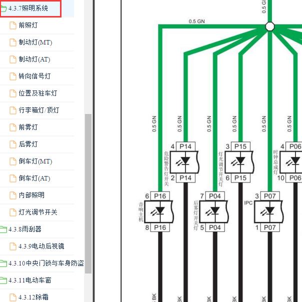 2011-2013年长安CX20 灯光电路图.
