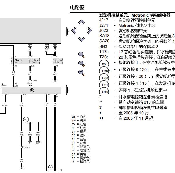 2005年奥迪A6L发动机和通讯电路图