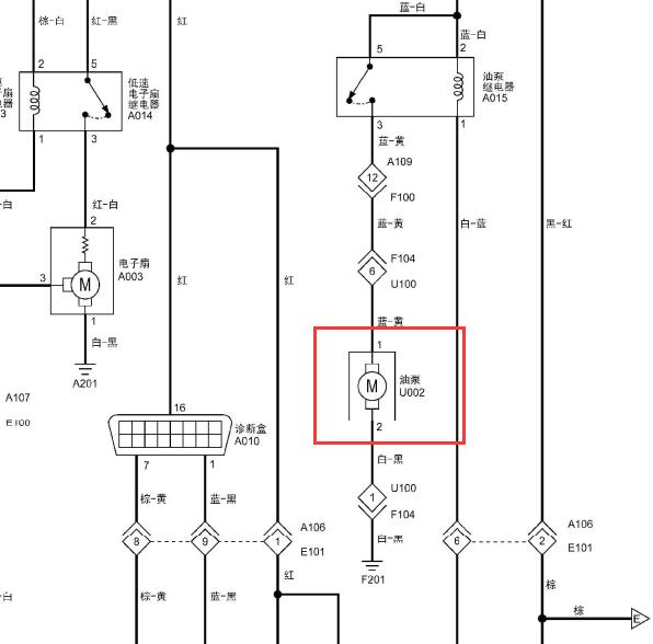福田BJ491EQ4发动机油泵电路图
