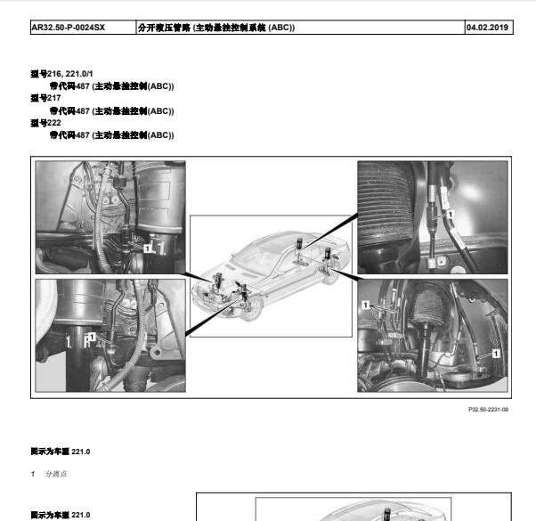 2010年奔驰S600 ABC液压油管分布资料