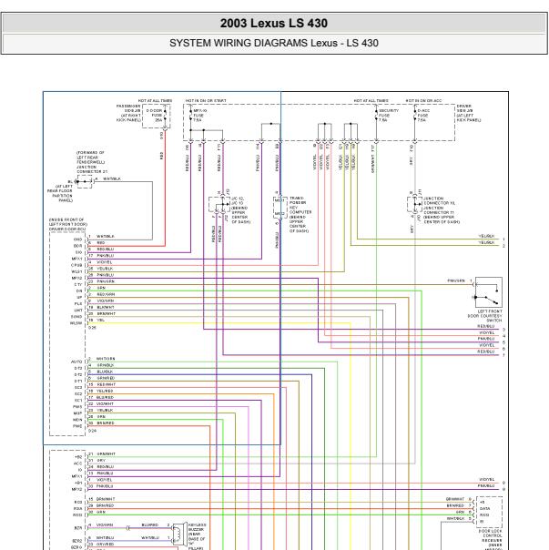 2003年雷克萨斯LS430玻璃升降电路图
