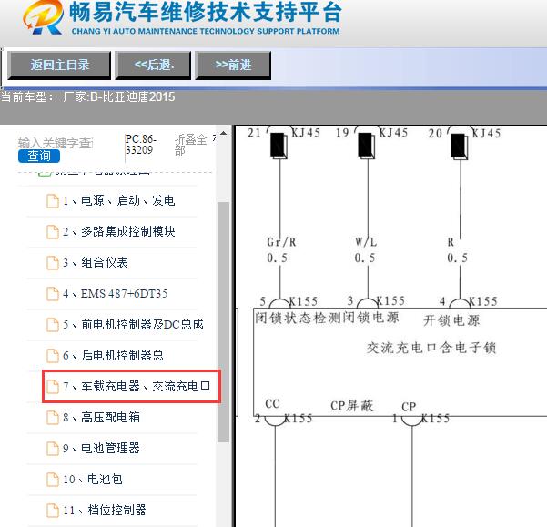 2015年比亚迪唐充电口锁电路图