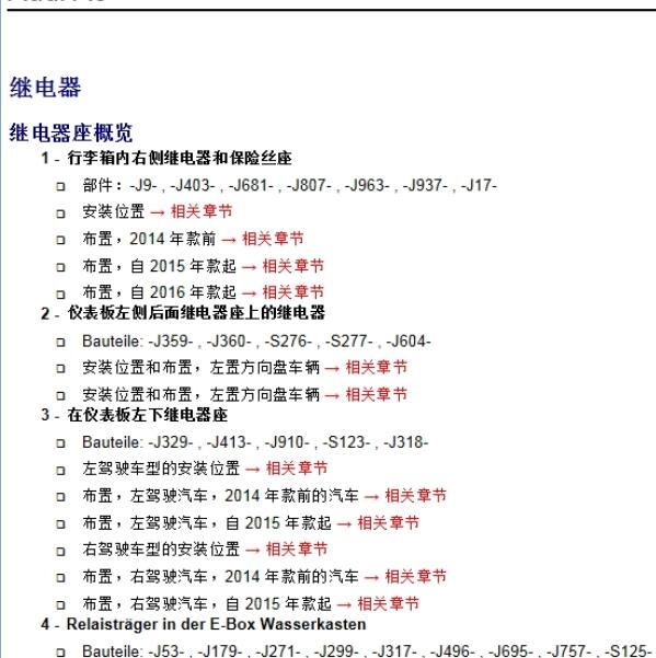 2015年奥迪A6保险继电器资料