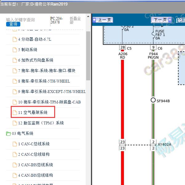 2019年道奇-公羊Ram 悬架系统电路图