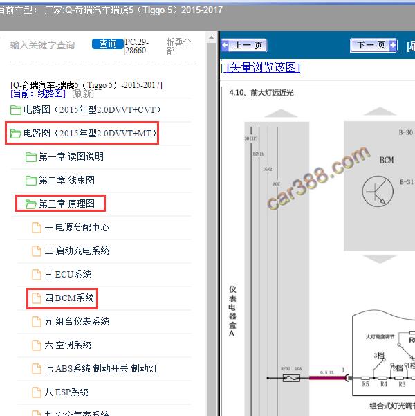 2015年奇瑞汽车-瑞虎5 灯光电路图