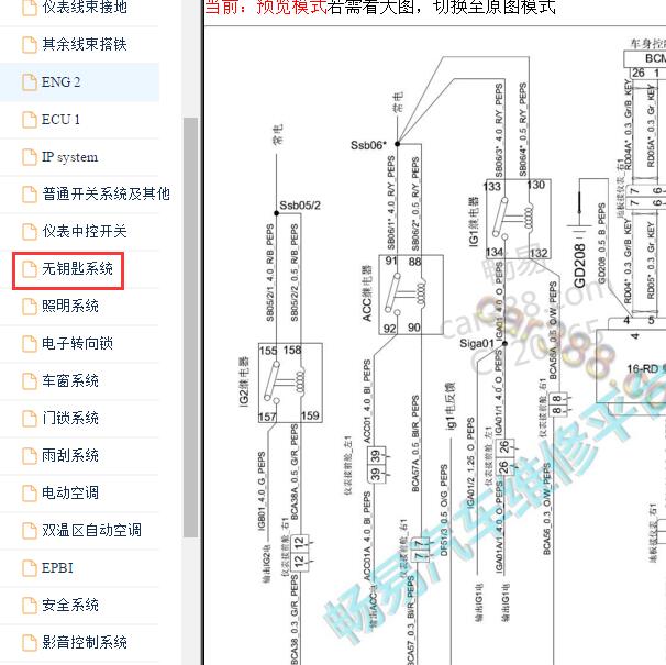 2018-2019年长安CS55遥控电路图.