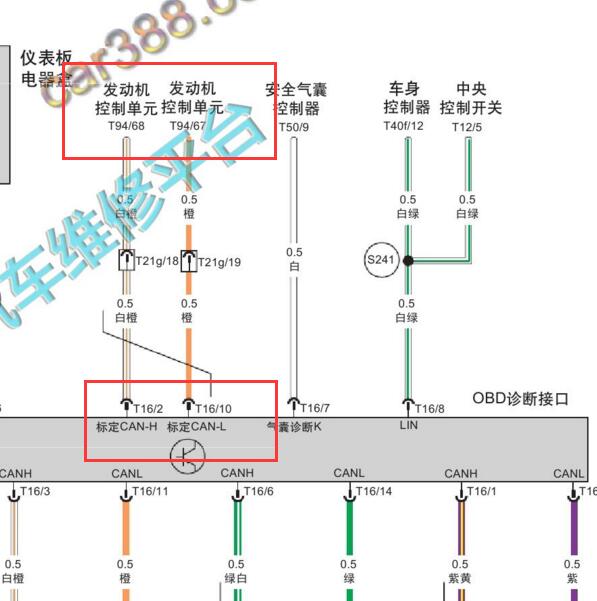 2018-2019年北京BJ40 YC4Y20-15058发动机到OBD电路图