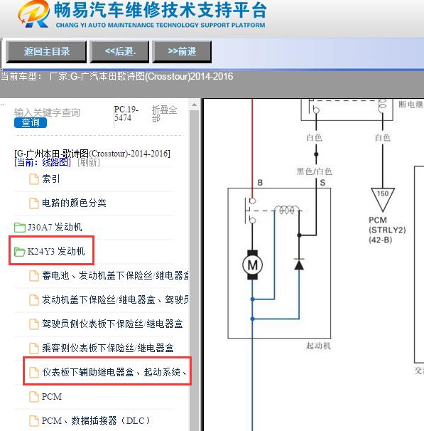 2014年本田歌诗图起动机控制电路图