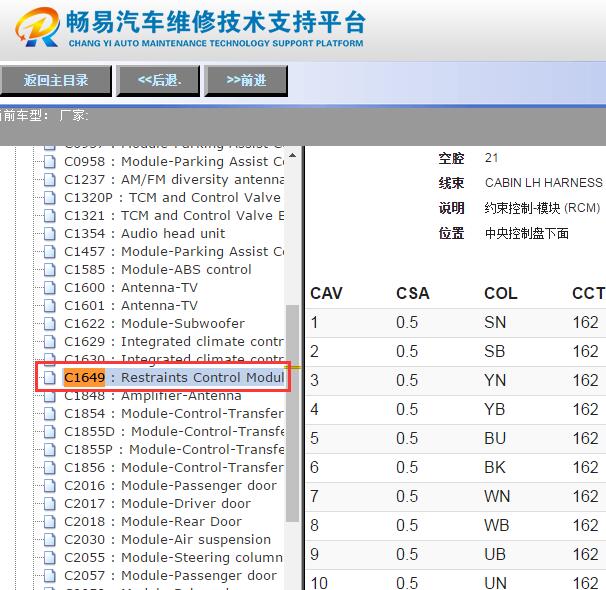 2011年路虎揽胜安全气囊针脚定义