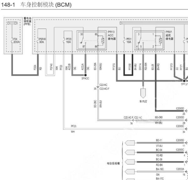 2023年江铃福特途睿欧车身模块和转向灯电路图