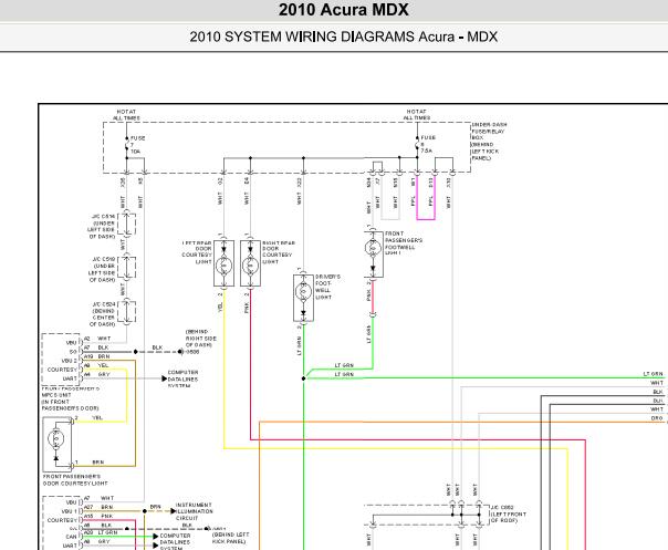 2010年讴歌MDX车内灯电路图资料