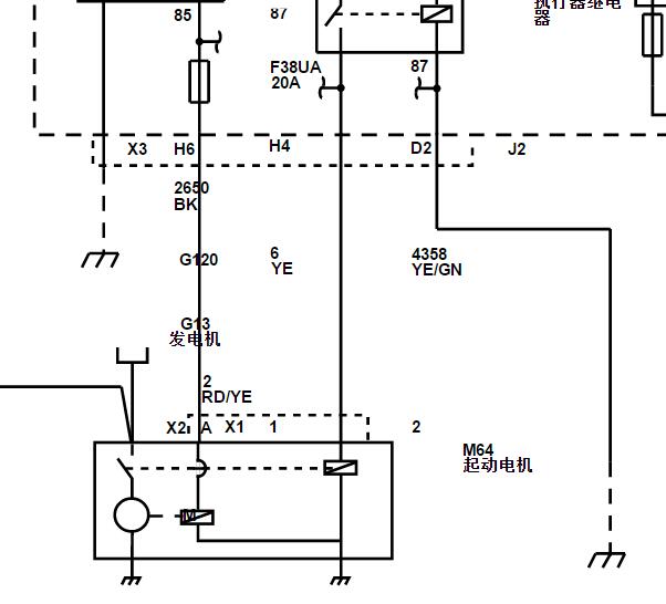 2021年别克GL8陆上公务舱 起动机电路图