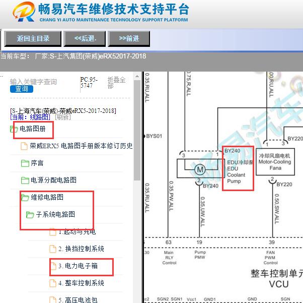 2017-2018年荣威eRX5冷却液泵电路图