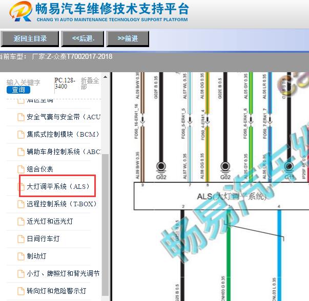 2017-2018年众泰T700大灯调节电路图