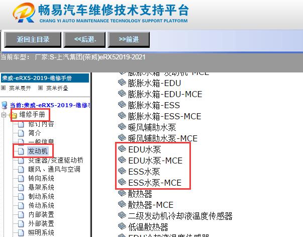 2019-2021年荣威eRX5冷却液泵维修手册